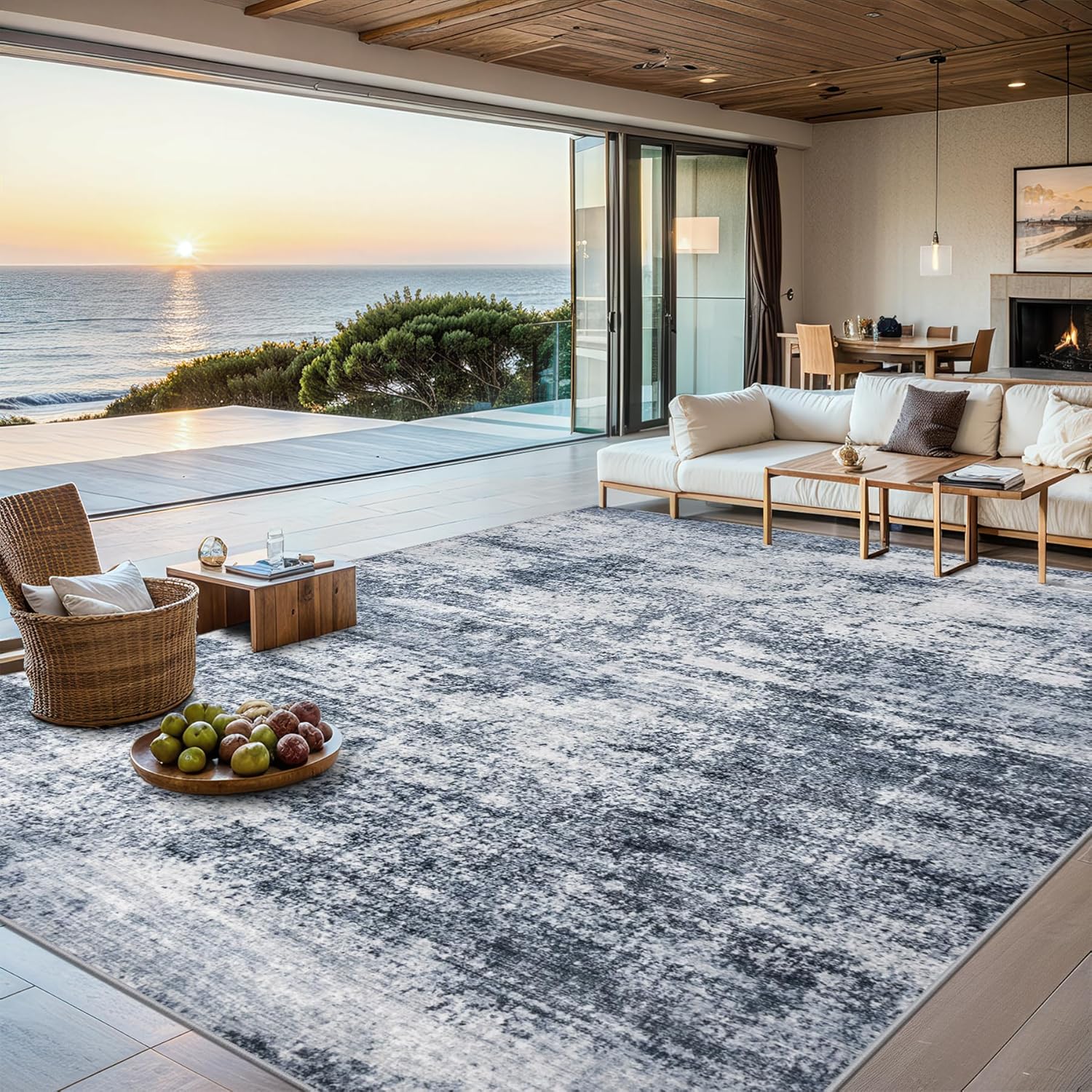 6x9 Washable Abstract Area Rug, Non-Slip