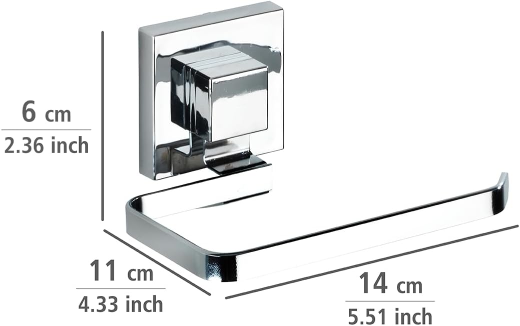 Detalle de Wenko 22687100 - Portarotolo da bagno in acciaio inox con Vacuum-Loc, quadro per carta igienica 14x6x11 cm