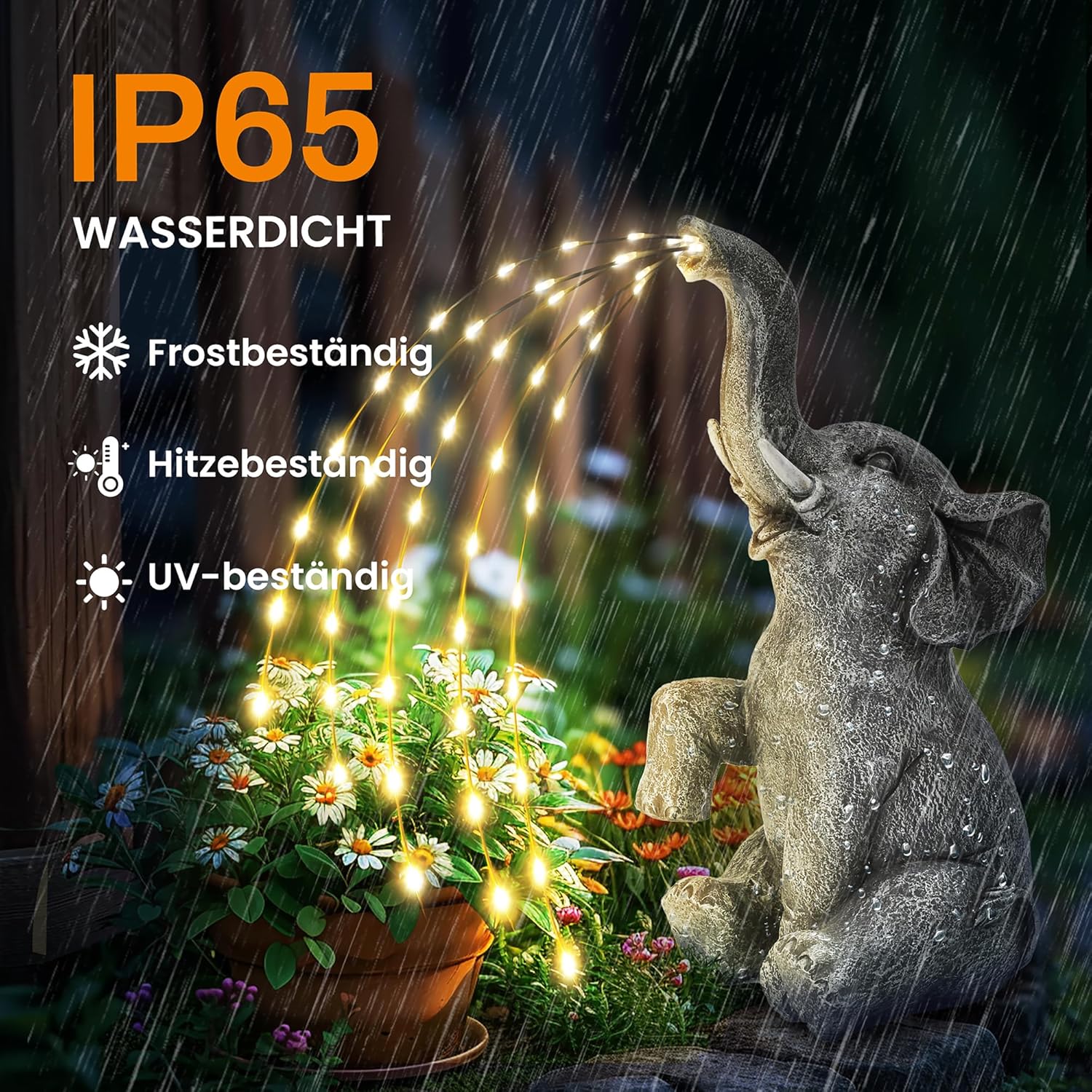 Thumbnail 1 de GIGALUMI Elefanten-Gartendeko mit Solar-LED-Wasser-Effekt – Aktualisierung