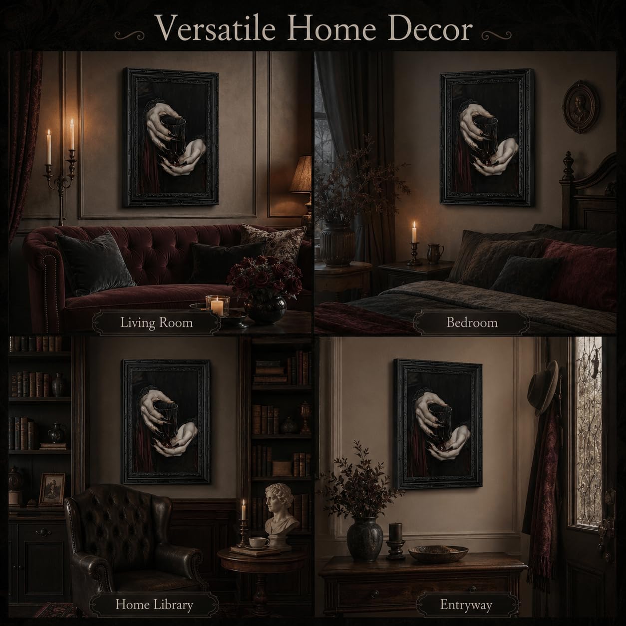 Detalle 2 de Black Framed Gothic Wall Art, 12x16 Inch