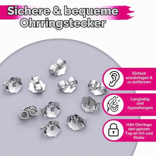 Detalle 2 de 925 Sterling Silber Ohrstecker Verschluss – Schmetterling Verschluss, Ersatz Ohrring-Verschlüsse 8 Stück/4 Paar von The Bead Shop
