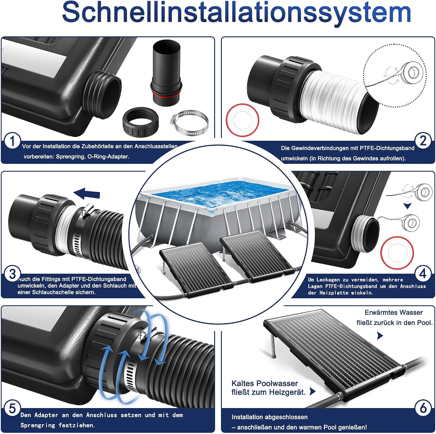 Detalle de UISEBRT Solar Pool Heater Set of 2, UV-Resistant Plastic, 111.5 x 66 x 6.5 cm