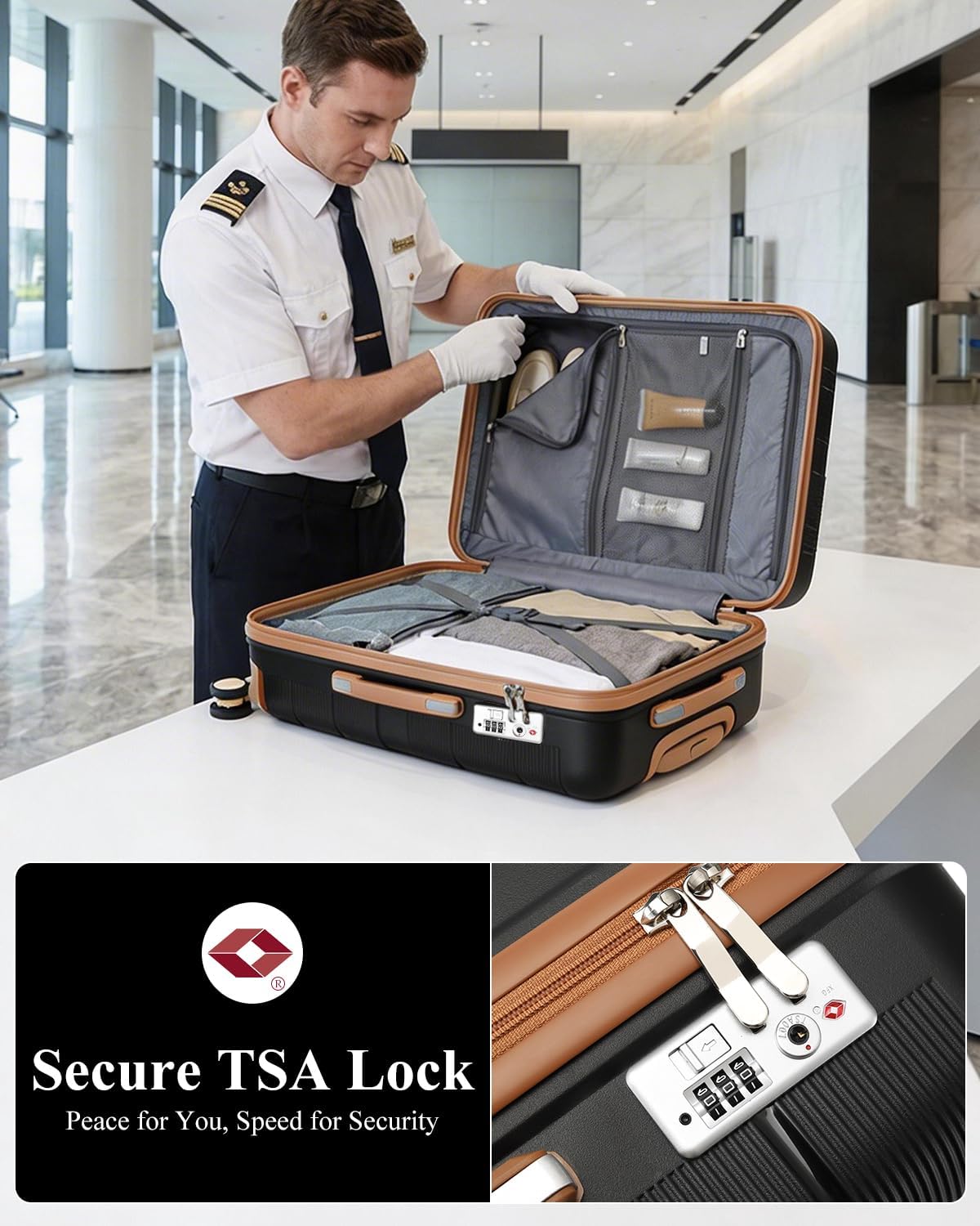 Thumbnail 5 de British Traveller 24" Medium Lightweight Polypropylene Suitcase with 4 Wheels and TSA Lock
