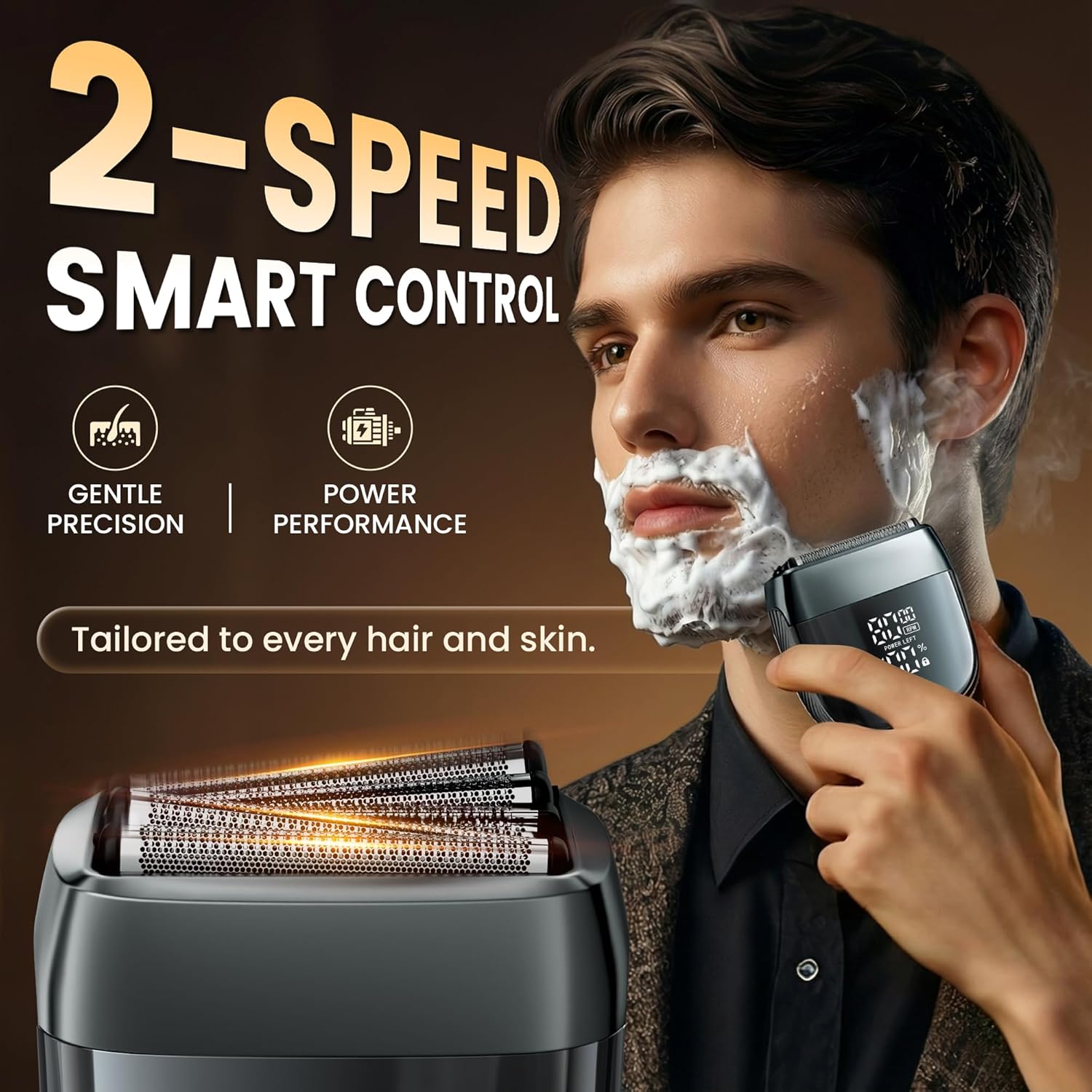 Detalle de MALEGEBAZ Electric Foil Shaver for Men: Upgraded 5-Blade System with IPX8 Waterproof Design
