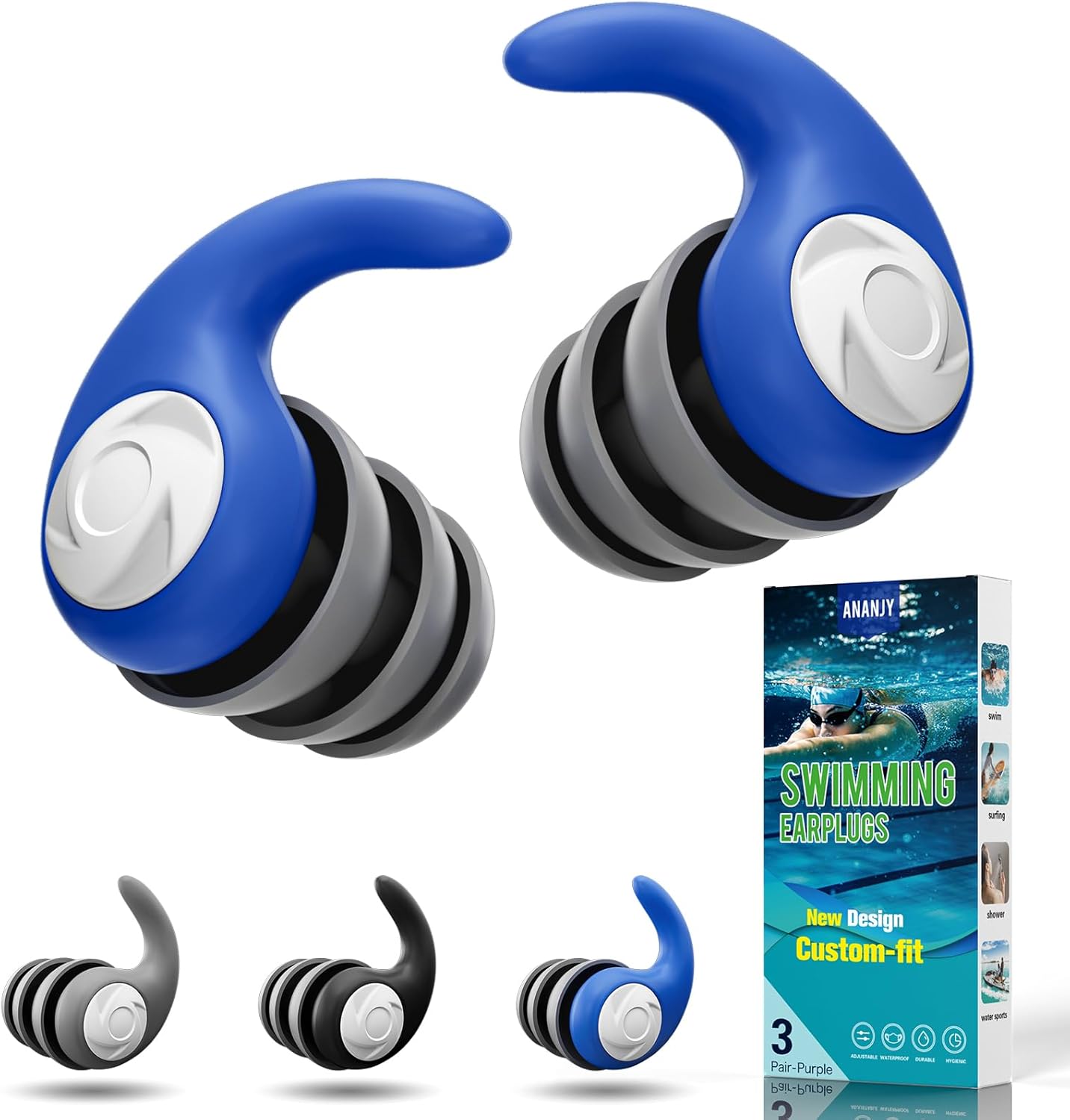 Detalle de Swimming Earplugs, 3 Pairs
