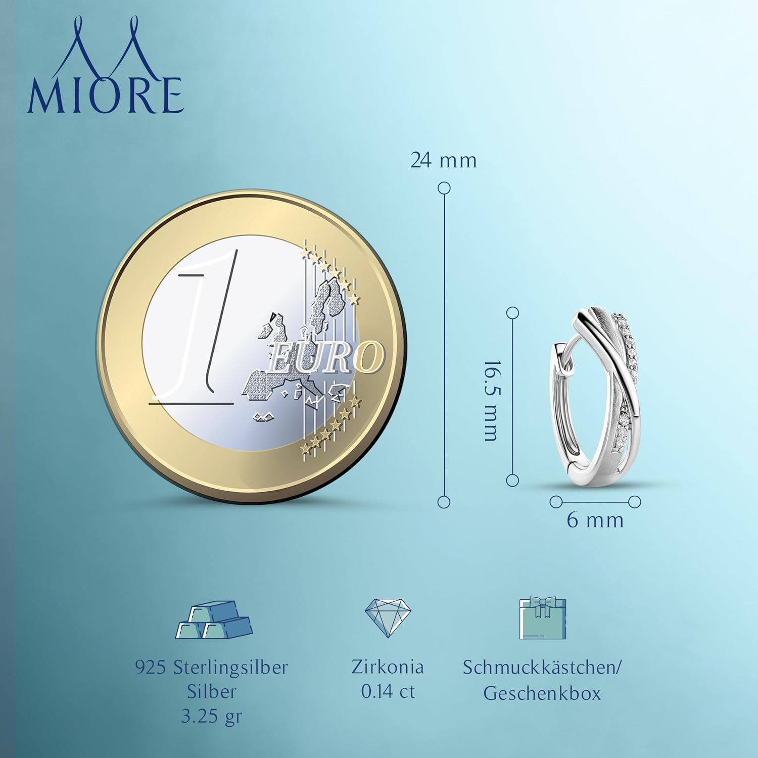 Detalle de MIORE Creolen Silber 16,5 mm