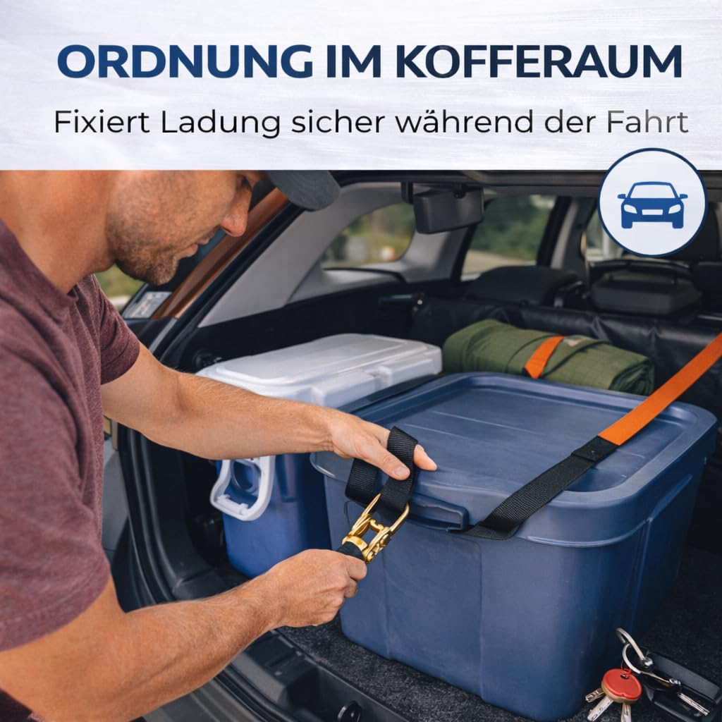 Thumbnail 5 de 5x Zurrschlaufen Doppelschlaufen 30 cm Rundschlinge – Halteband zur Ladungssicherung (Motorrad & mehr)