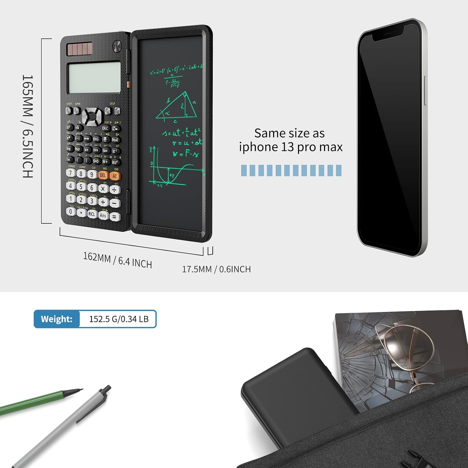 Detalle de ROATEE 991ES MAX Scientific Calculator with 417 Functions and LCD Writing Tablet