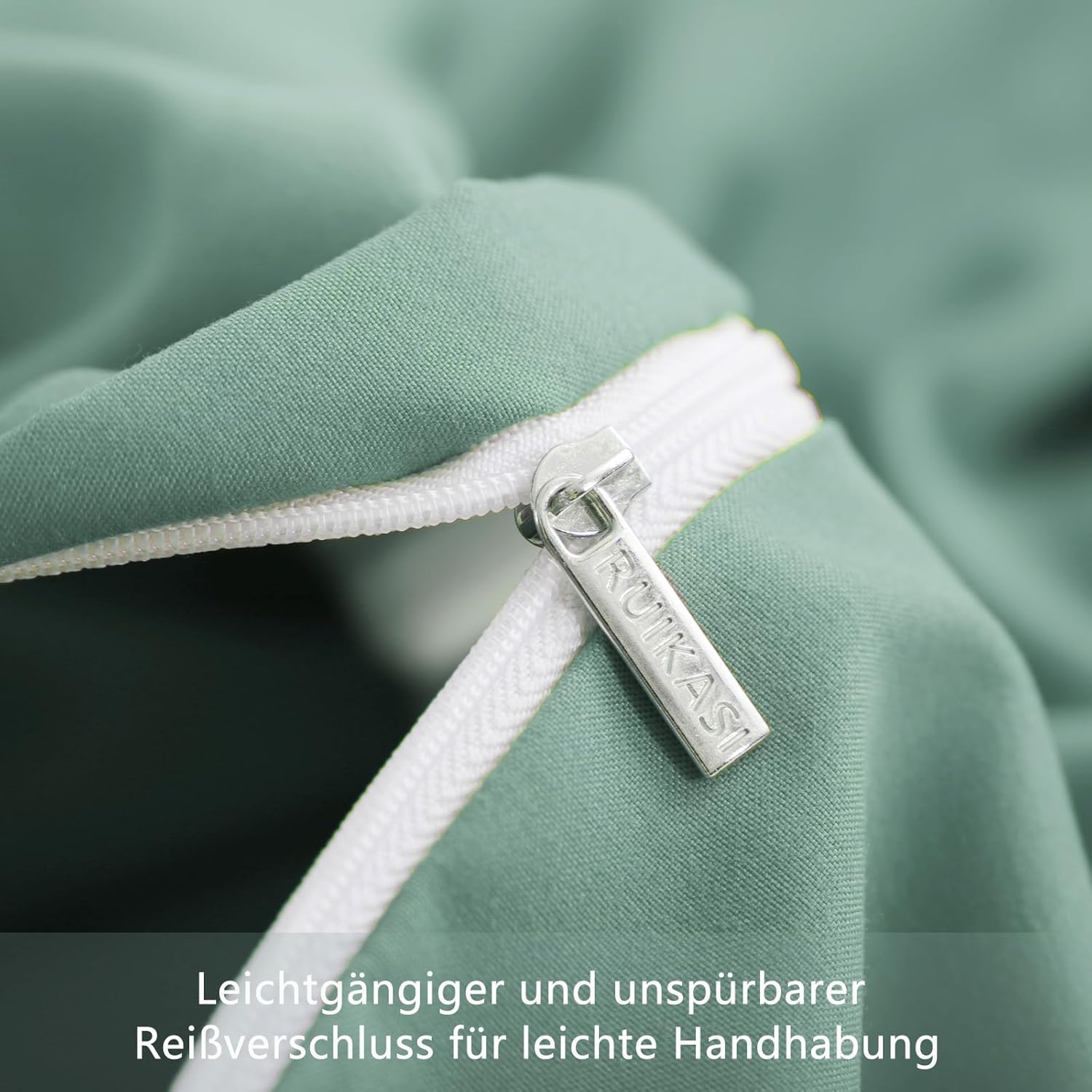 Thumbnail 6 de RUIKASI Bettwäsche 135x200 Grün (Salbeigrün) – 4-teiliges Mikrofaser-Set mit Reißverschluss