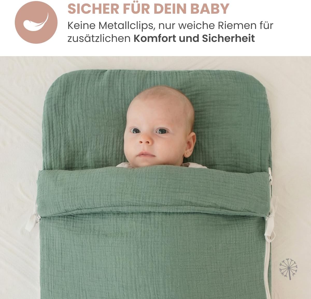 Thumbnail 4 de MIMUSELINA Fußsack Babyschale – Ganzjährig nutzbar für Babys von 0–12 Monaten, Mint