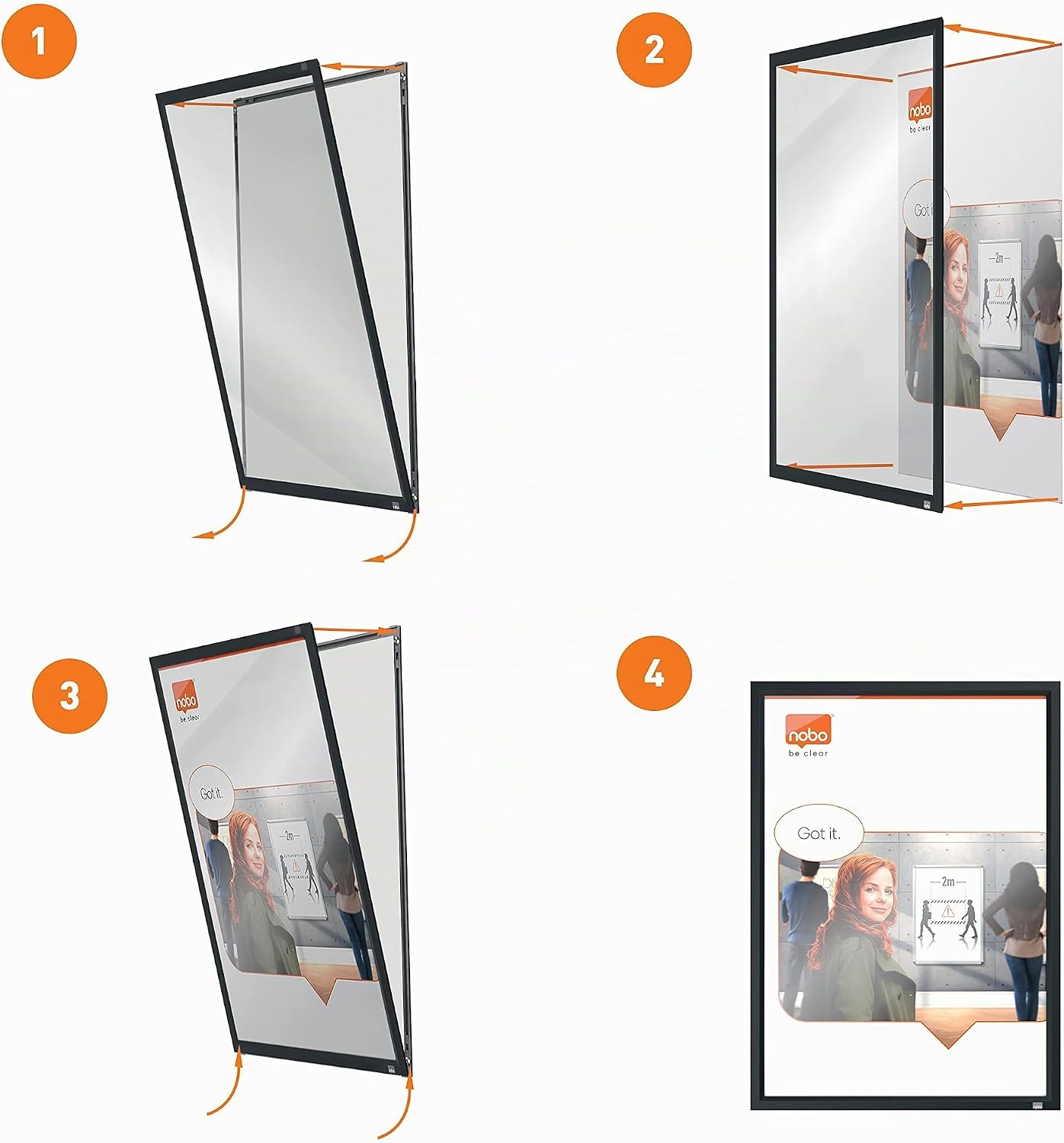 Detalle de Nobo Porte-affiche A4 mural avec cadre clipsable anodisé – design élégant et pratique