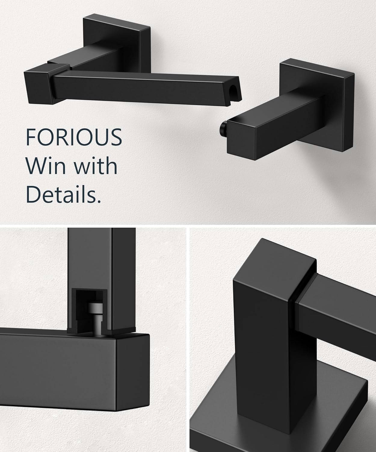 Thumbnail 5 de FORIOUS FF01124 Wall-Mounted Toilet Paper Holder, Matte Black SUS304 Steel