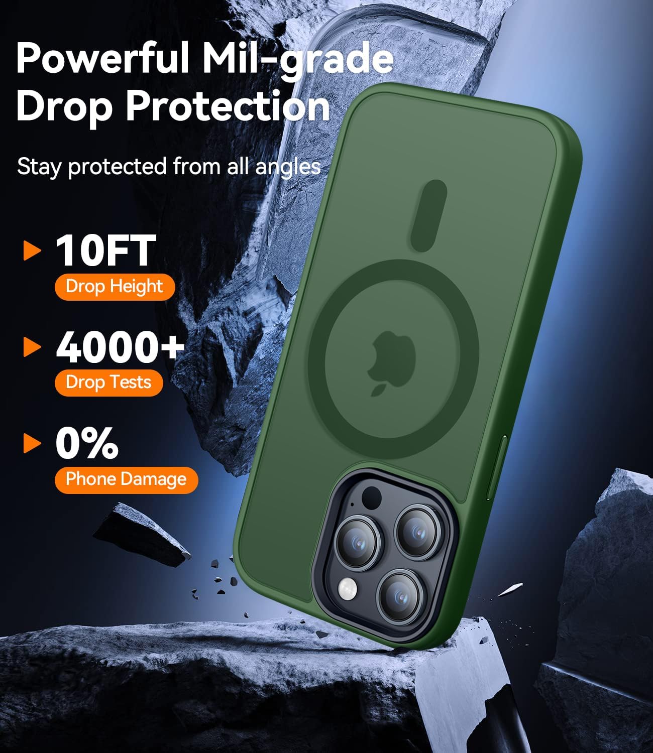 Detalle de CANSHN Cover Magnetica Opaca per iPhone 14 Pro – Verde Scuro, MagSafe, Protezione Antiurto e Materiale Bayer