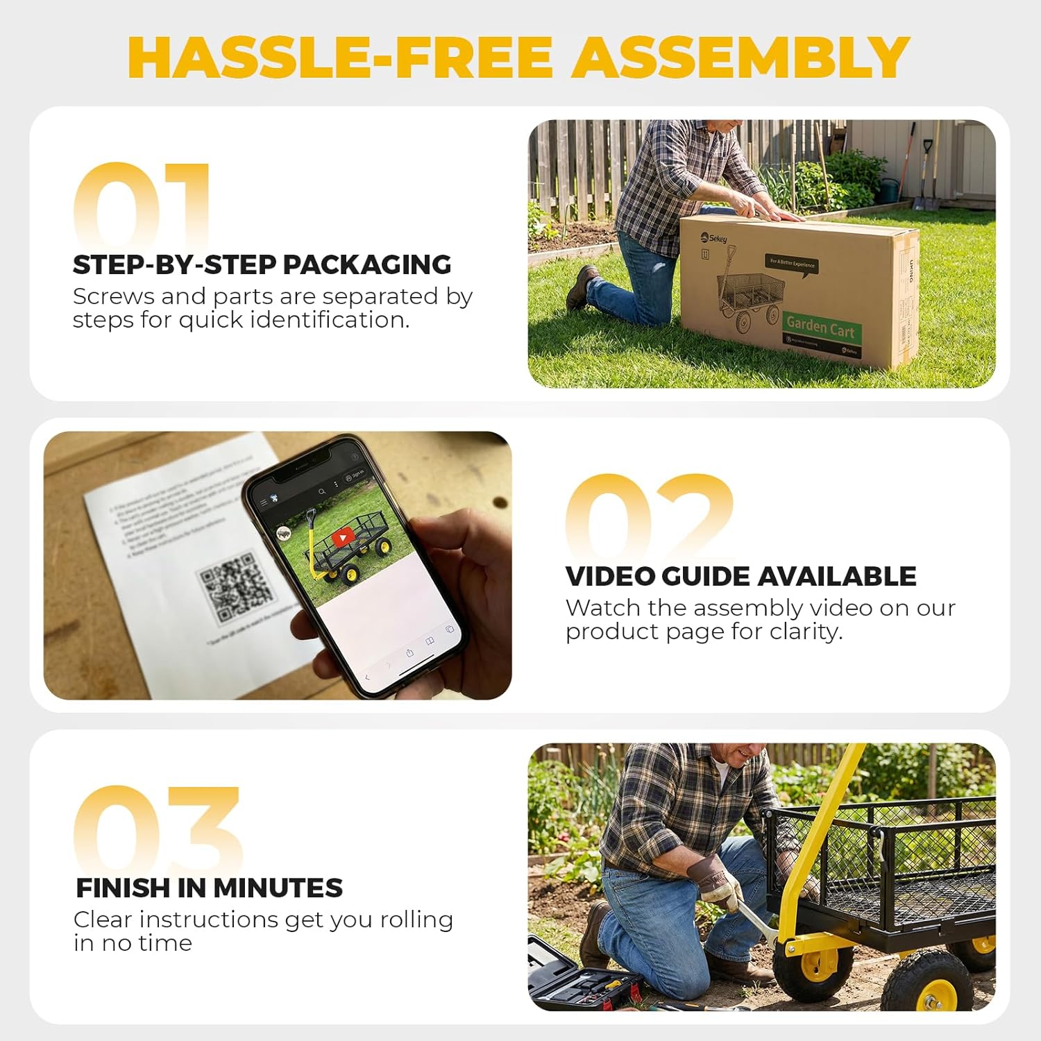 Thumbnail 6 de Sekey Steel Garden Cart, 1000 lb Capacity