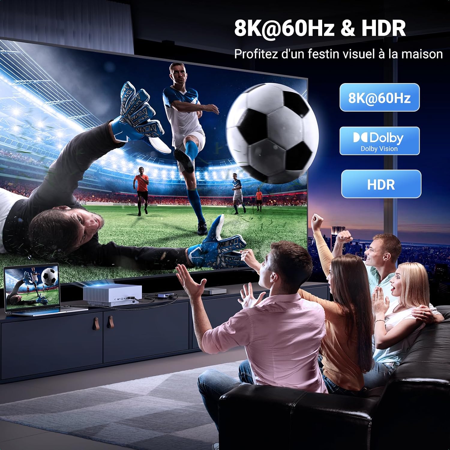 Detalle 2 de UGREEN Switch HDMI 2.1 8K 60Hz — 2 entrées, 1 sortie, jusqu’à 4K/8K