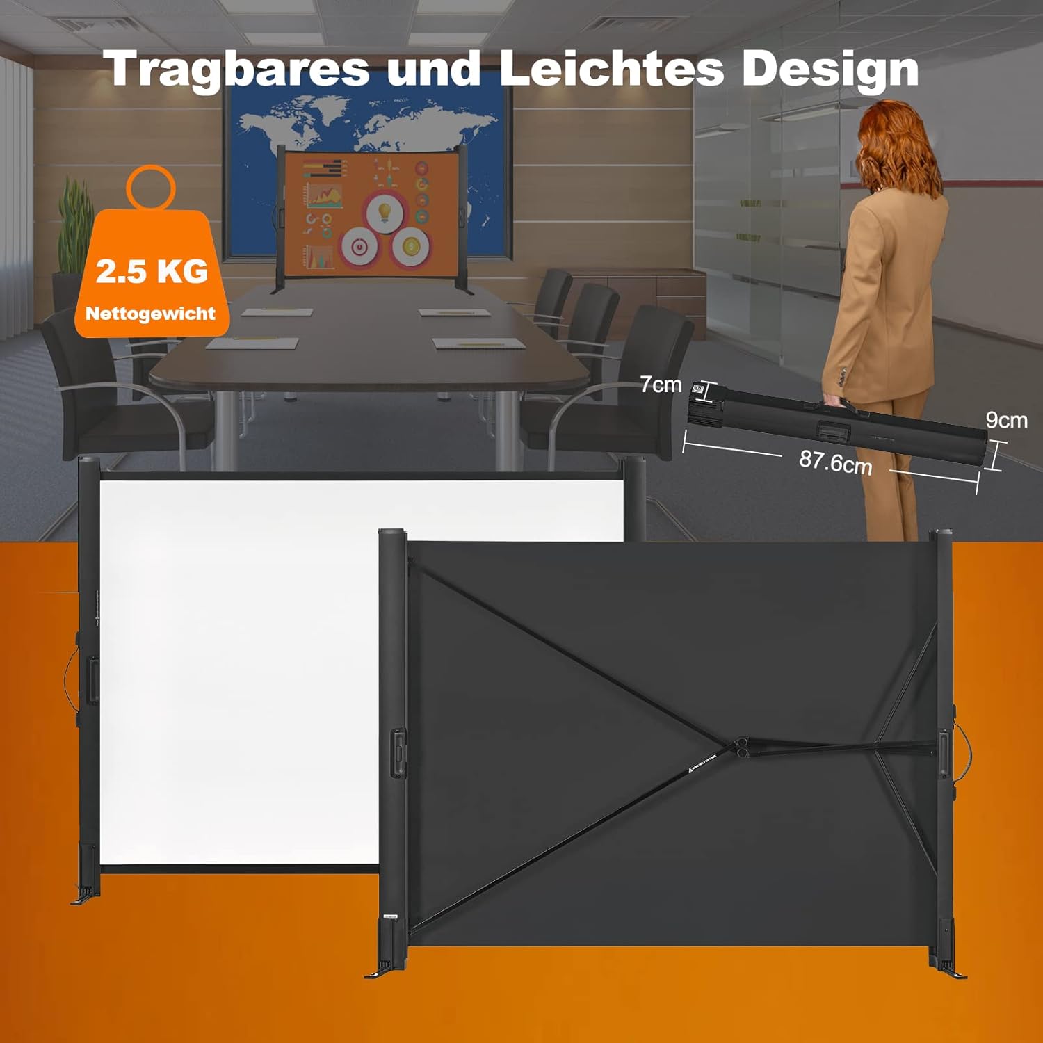 Detalle de excelimage Schermo per proiettore con supporto da 50" 4:3 retrattile, telo portatile