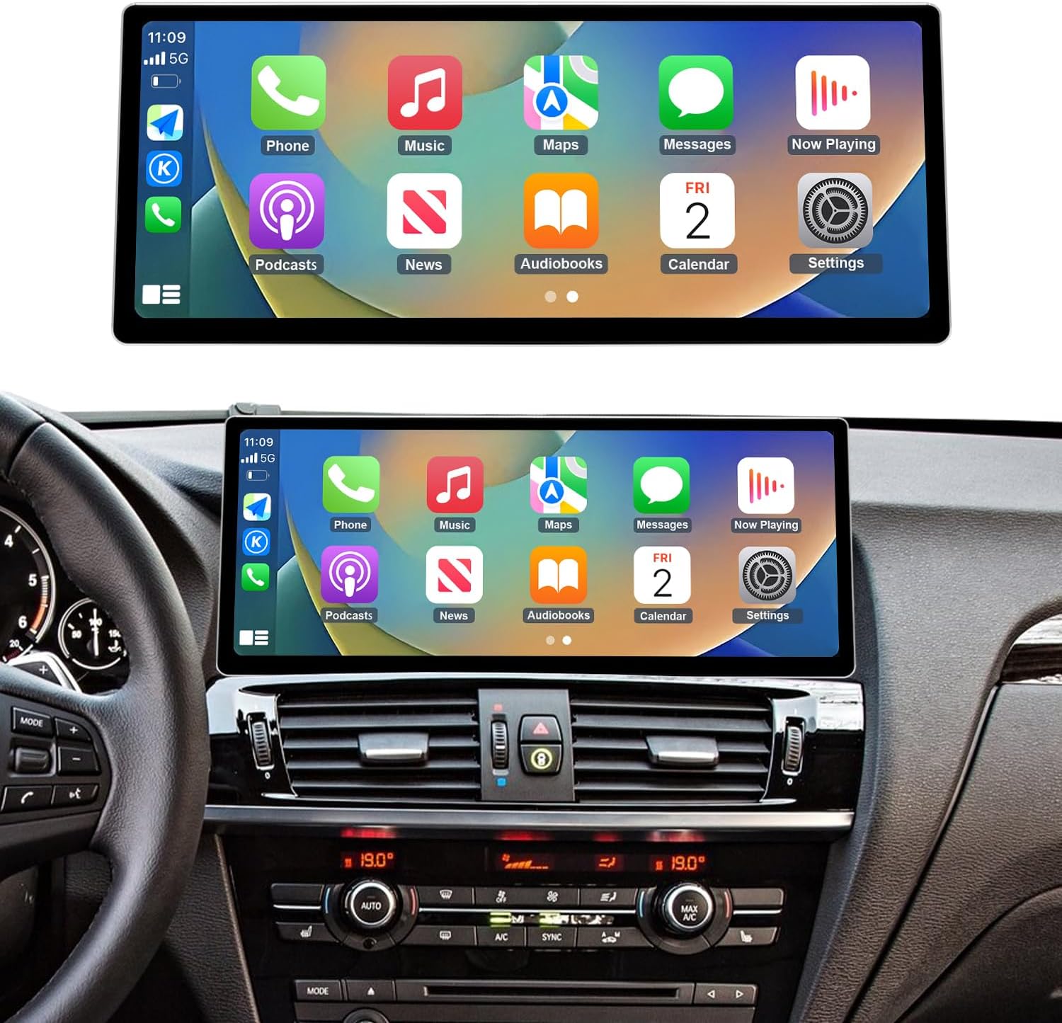 Detalle de Road Top CarPlay Autoradio da 12,3” per BMW X3/X4 F25-F26 (NBT 2013-2016) con cornice stretta