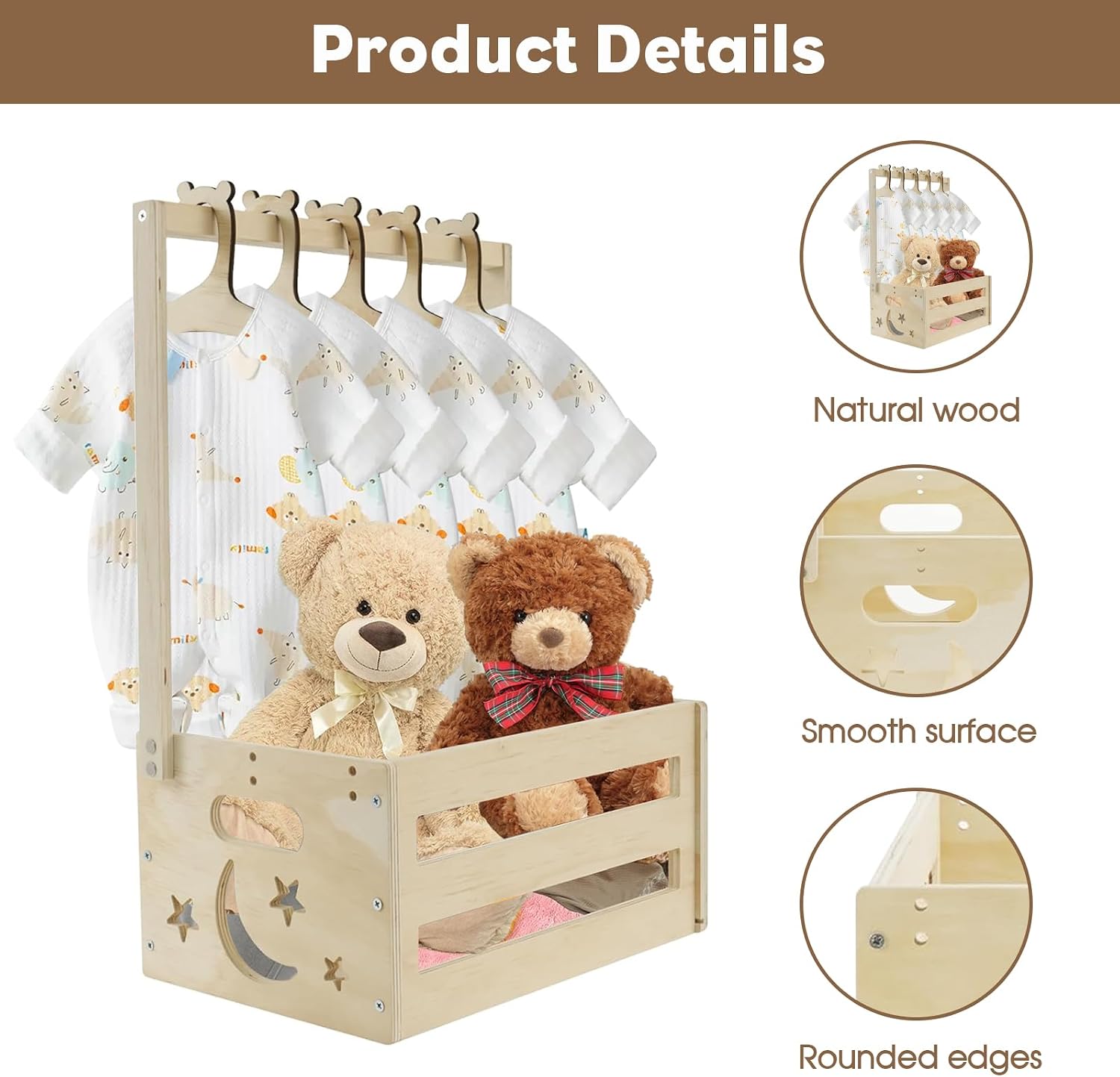 Thumbnail 4 de Yeqqzq Wooden Baby Crate 34x23x17cm
