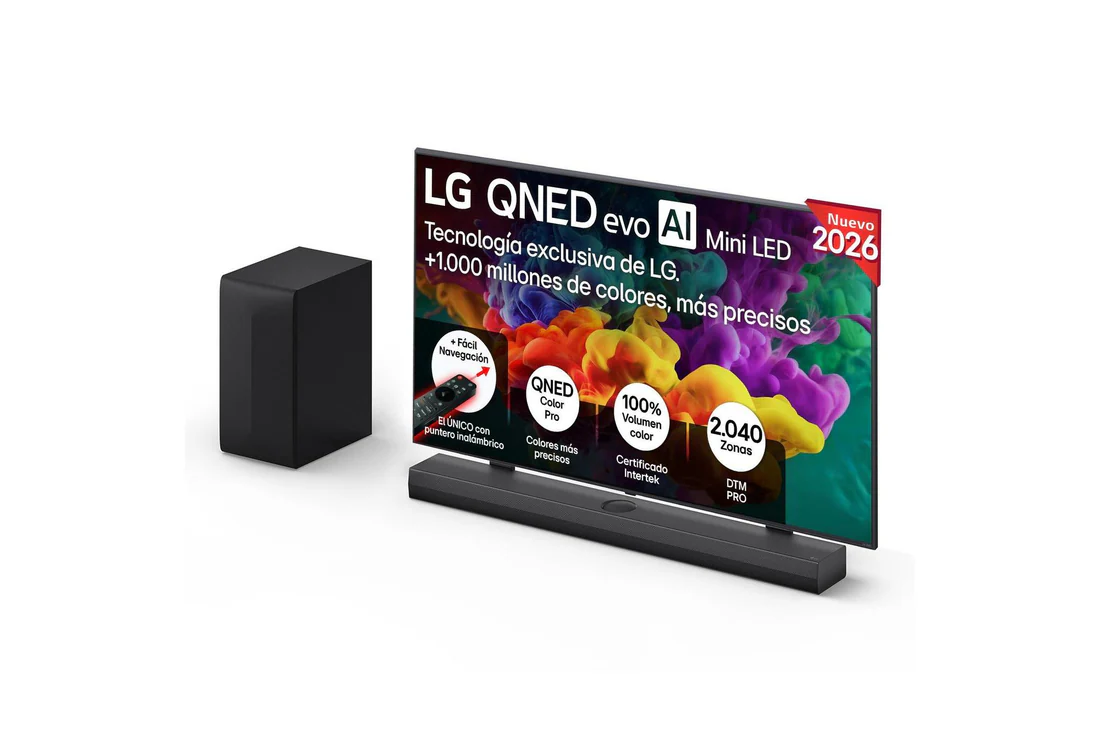 Detalle de LG 65QNED85B6A.SET: Pack 65'' QNED evo MiniLED + Barra S70TY y Soporte