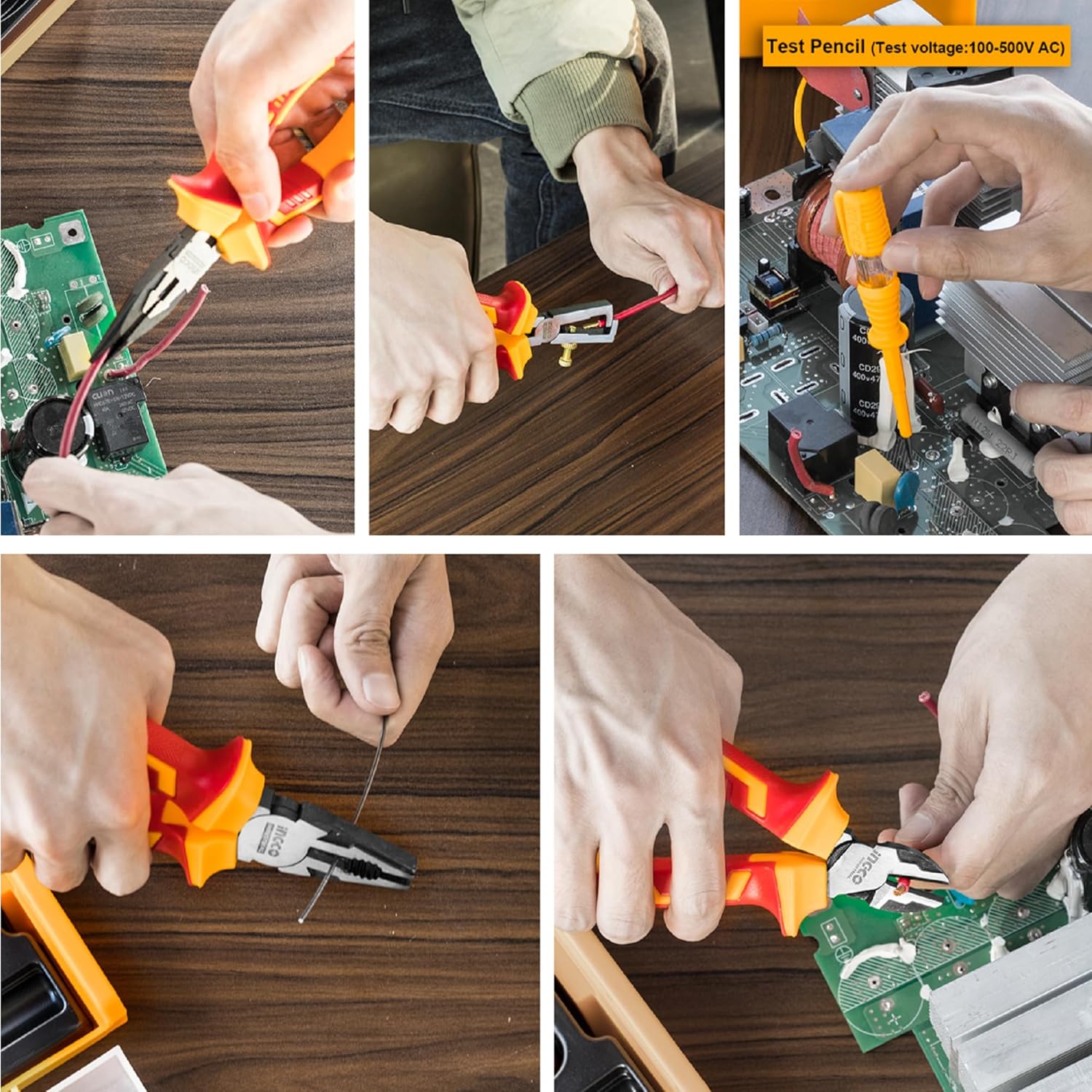 Detalle 2 de INGCO 5Pcs VDE Insulated Pliers Set 1000V ðŸ›