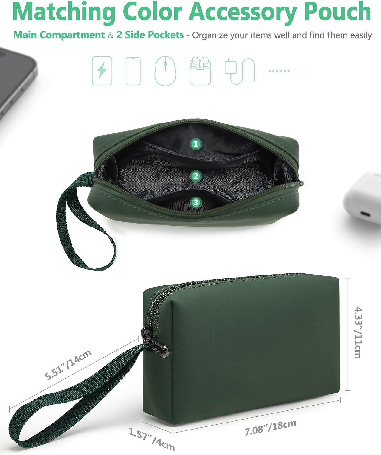 Detalle de HYZUO 15-16 Inch Laptop Sleeve Case with Adjustable Stand – Midnight Green (A3428/A3429) for MacBook Pro 16 and 15, Dell XPS 15, HP Envy 15.6