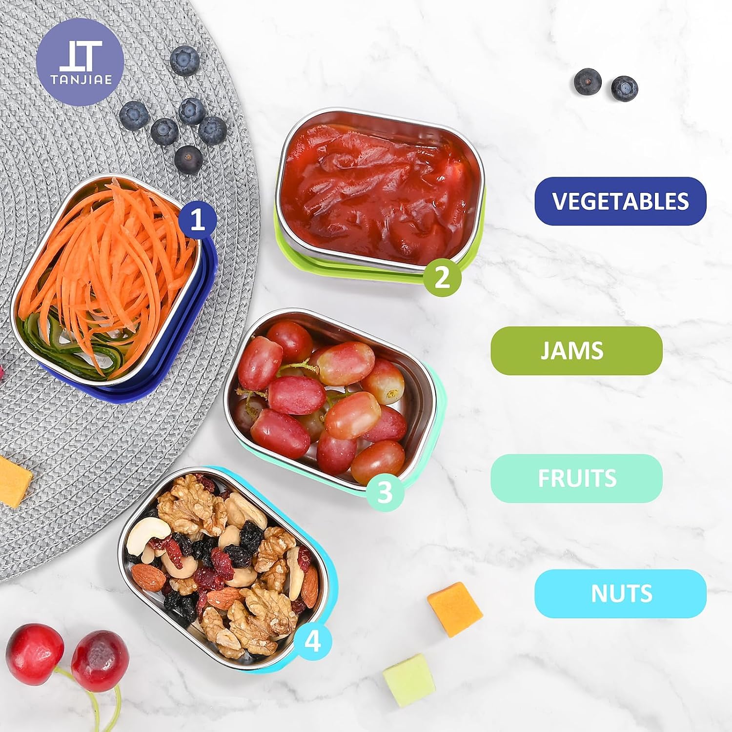 Thumbnail 6 de Tanjiae 4Pack 8oz Stainless Snack Containers