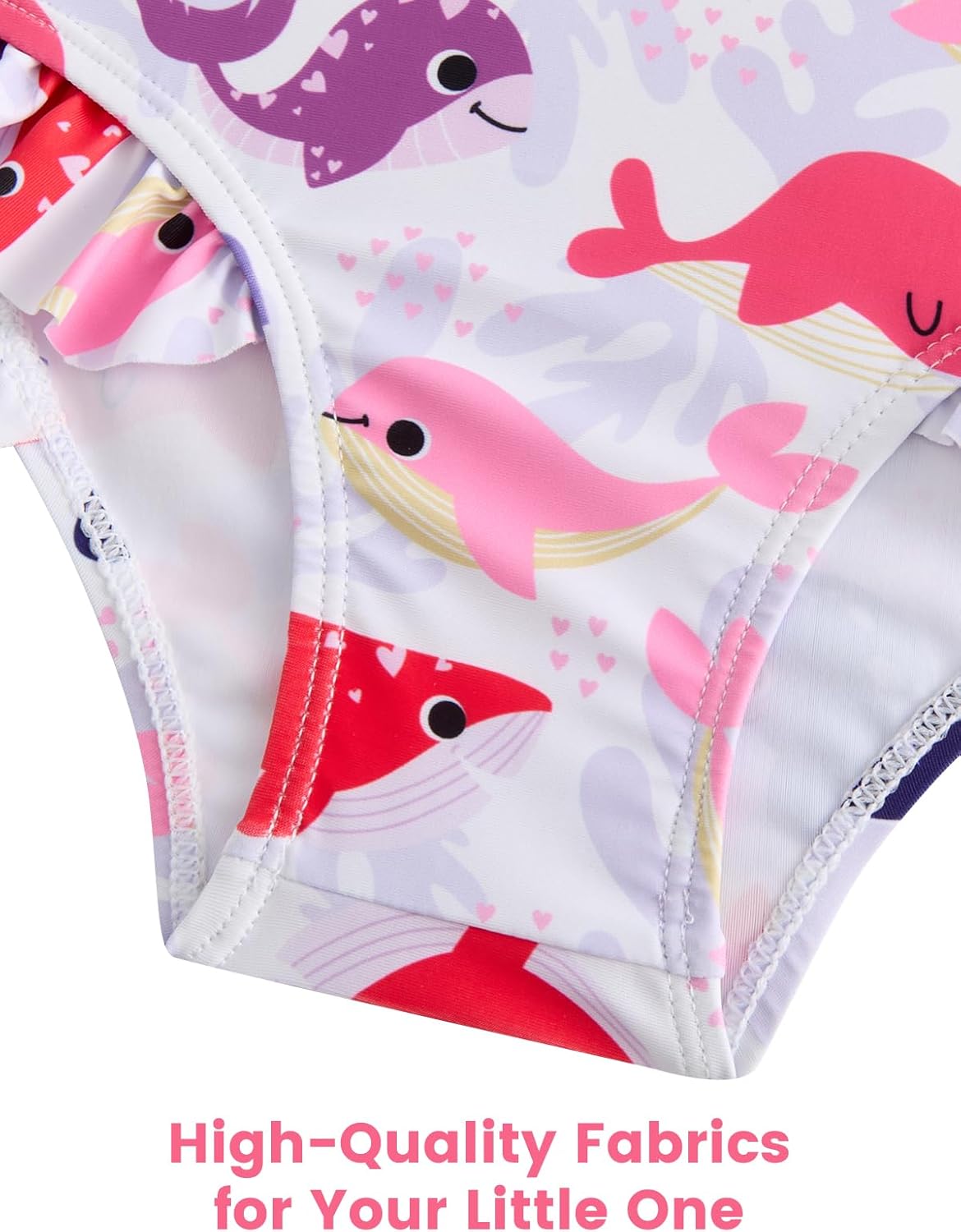 Thumbnail 4 de JiAmy Girls' Flower Print Ruffle Sleeveless One-Piece Swimsuit (12m–8y)