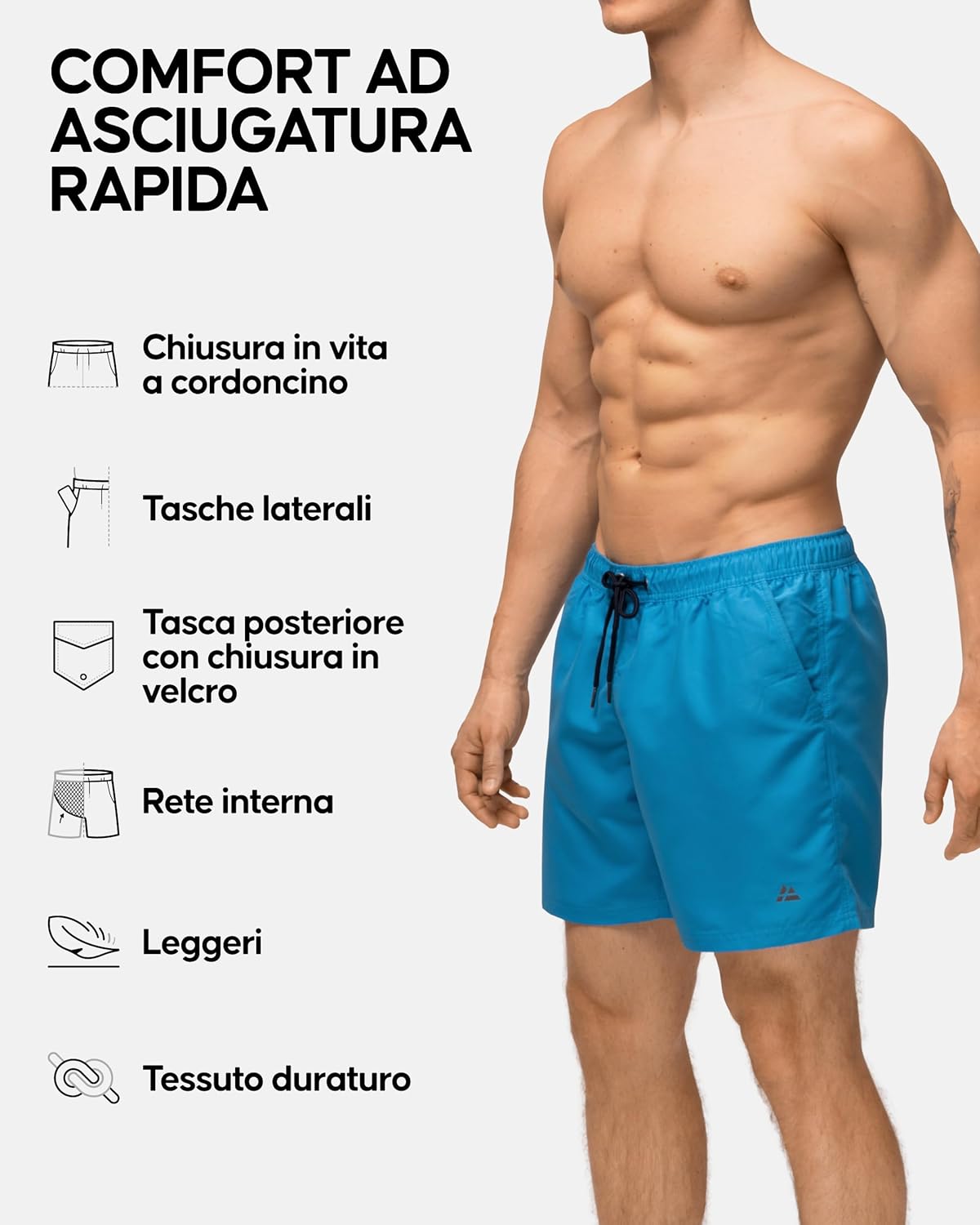 Thumbnail 2 de DANISH ENDURANCE Costume Uomo Mare: Pantaloncini da Bagno a Rete, Veloci nell’Asciugatura