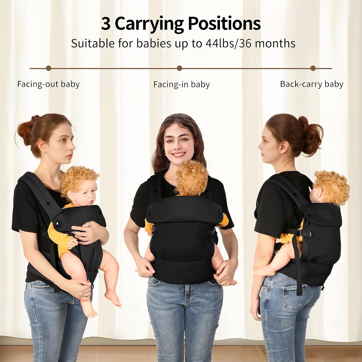 Thumbnail 6 de Tuocal Baby Carrier – Ergonomic Cotton Sling for 3–36 Months (8–44lbs), Grey