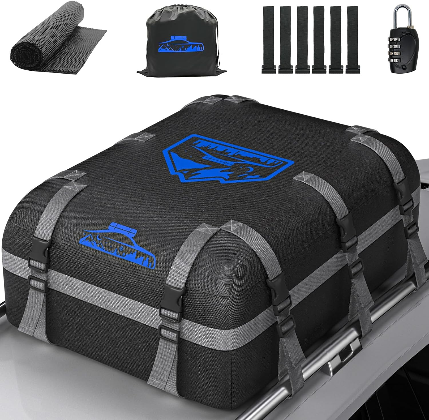 Detalle de BOYUJK Car Roof Bag 566L: Waterproof, versatile 20 Cubic ft cargo solution without a rack