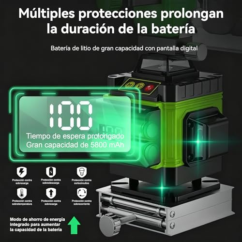 Detalle de Nivel láser autonivelante 360° X 4D NUMNER con 16 líneas y control remoto (verde) con trípode