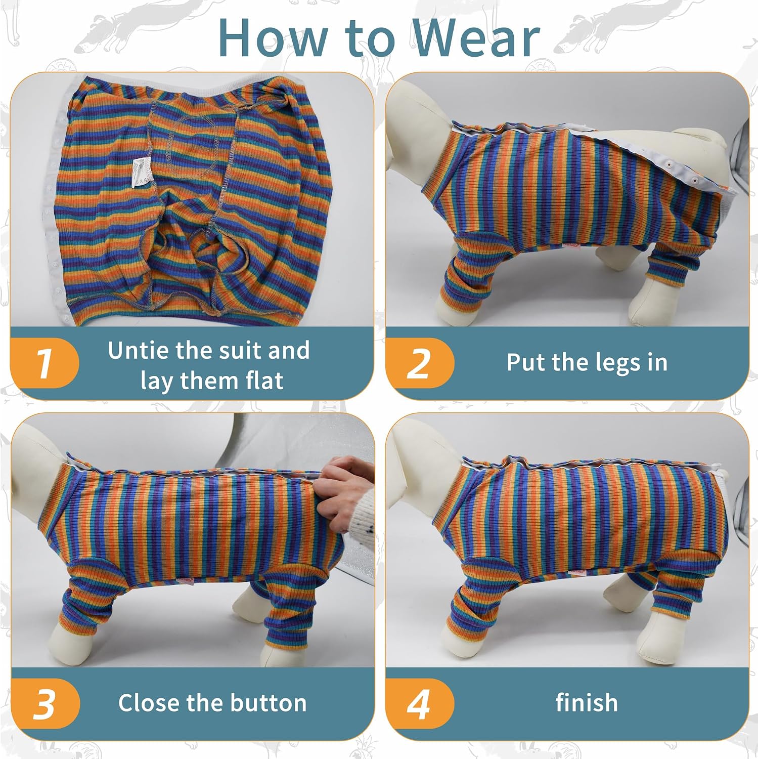 Thumbnail 6 de PawSailor Dog Surgery Recovery Suit Sleeve – Full Bodysuit in Blue-Yellow, 95% Cotton