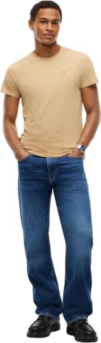 Detalle 2 de Tommy Jeans T-Shirt da Uomo a Maniche Corte Slim Fit Originale TJM, Beige Sabbia