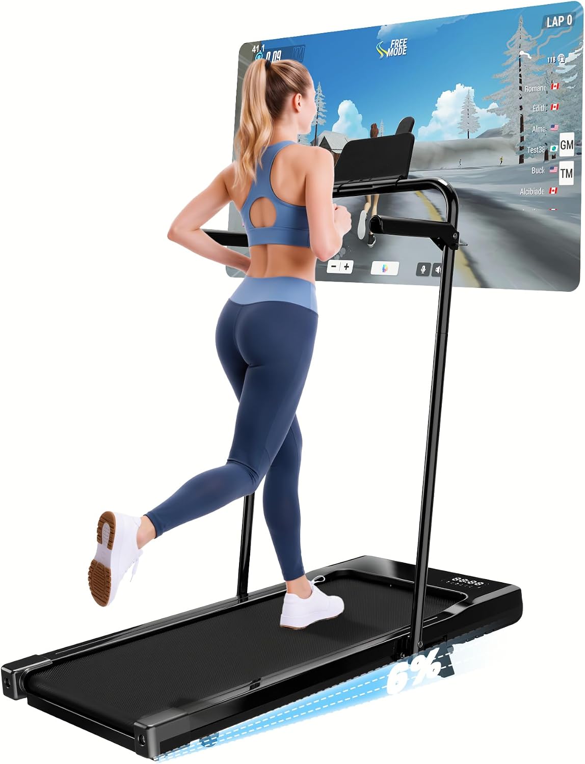 Detalle de Lacuffy BA09-F6 Walking Pad Treadmill with 6% Incline and Detachable Handlebars