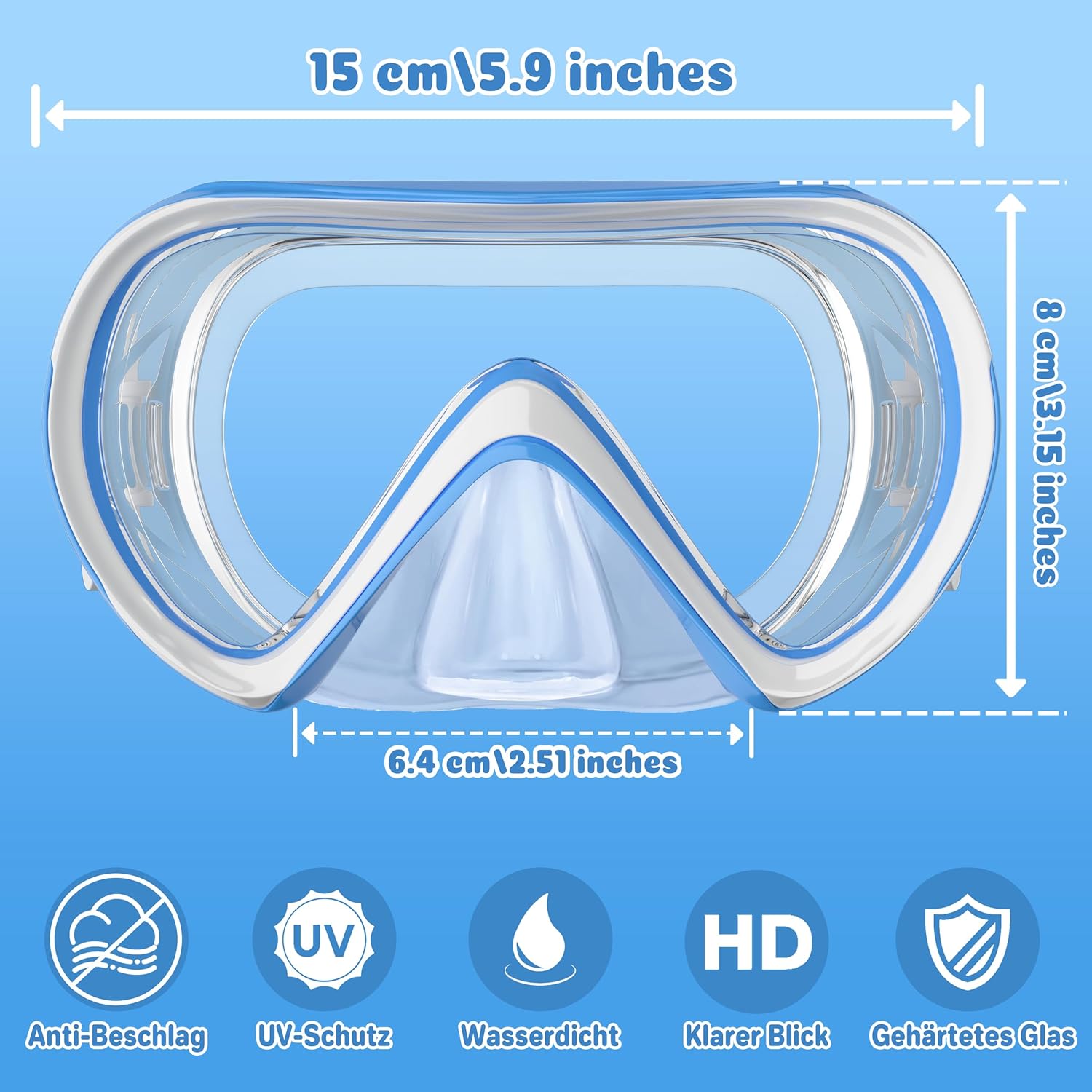 Thumbnail 1 de COOLOO Kinder-Taucherbrille mit Stoffband, Nasenabdeckung und Anti-Beschlag-Glas (180° Panorama) für 4–16 Jahre