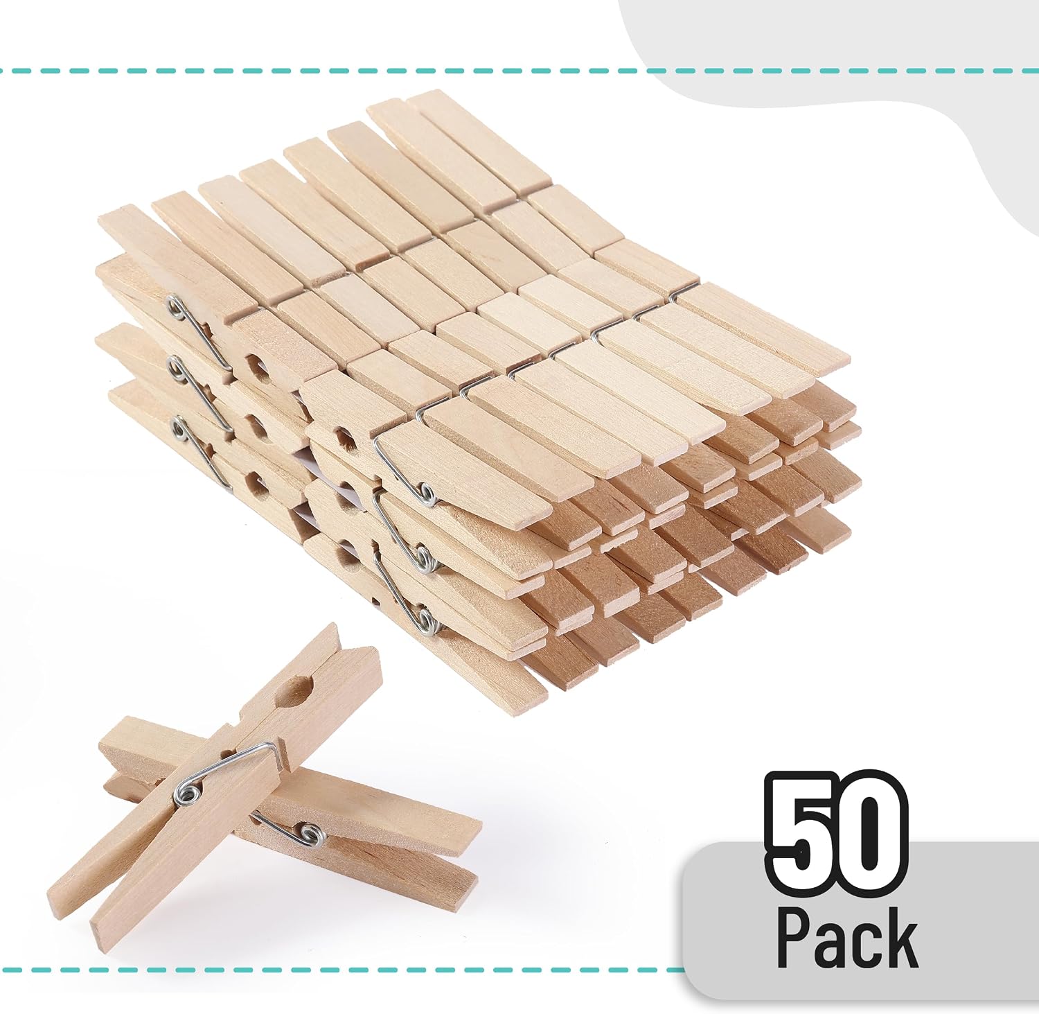 Detalle 2 de Mr. Pen CTP50 Large Wooden Clothespins, 2.9-Inch, 50-Pack