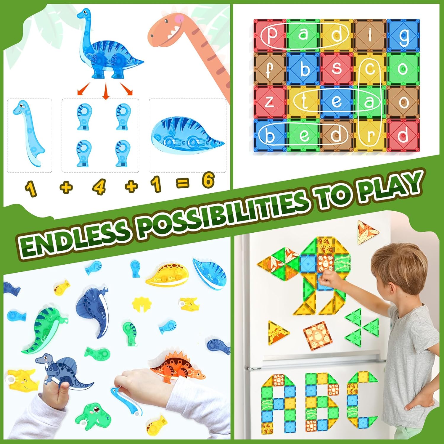 Thumbnail 5 de Coodoo Dinosaur Magnetic Tiles 3D Set for Ages 3+ 🧩