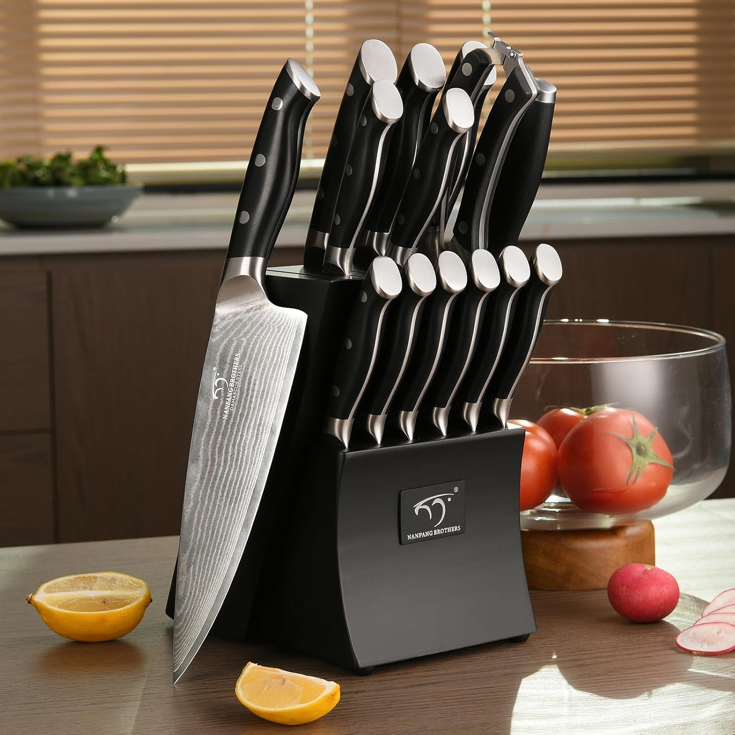 Thumbnail 5 de 15-teiliges Damastmesser-Set mit VG10-Kern und Buchenholzblock (VG10, 67 Schichten)