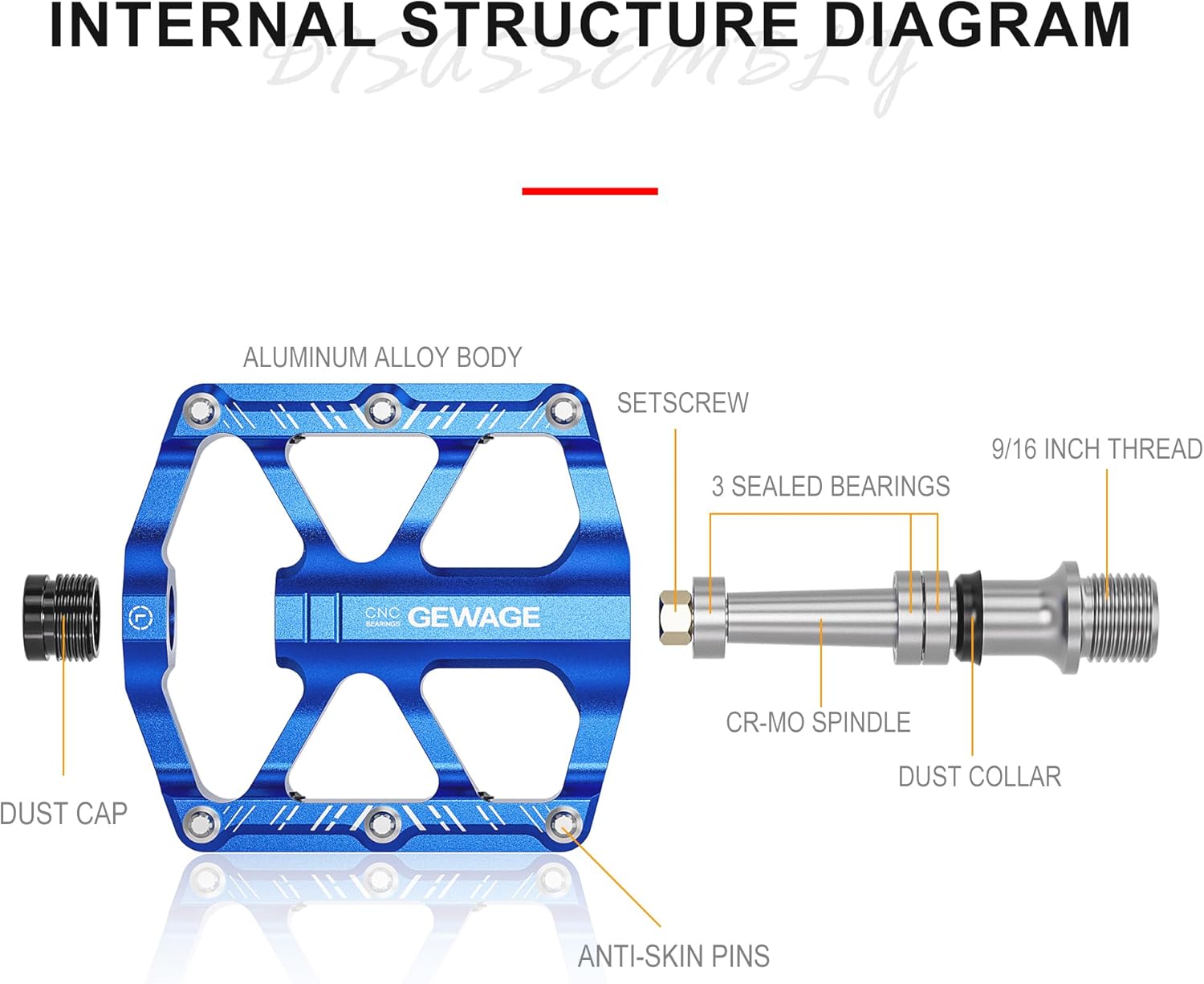 Thumbnail 3 de GEWAGE pedali pieghevoli 9/16 in alluminio CNC con antiscivolo