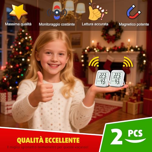 Detalle de Antonki 2 pezzi Termometro Ambiente Interno e Igrometro Digitale – Monitor di Temperatura e Umidità per Casa, Asilo, Terrario e Serre