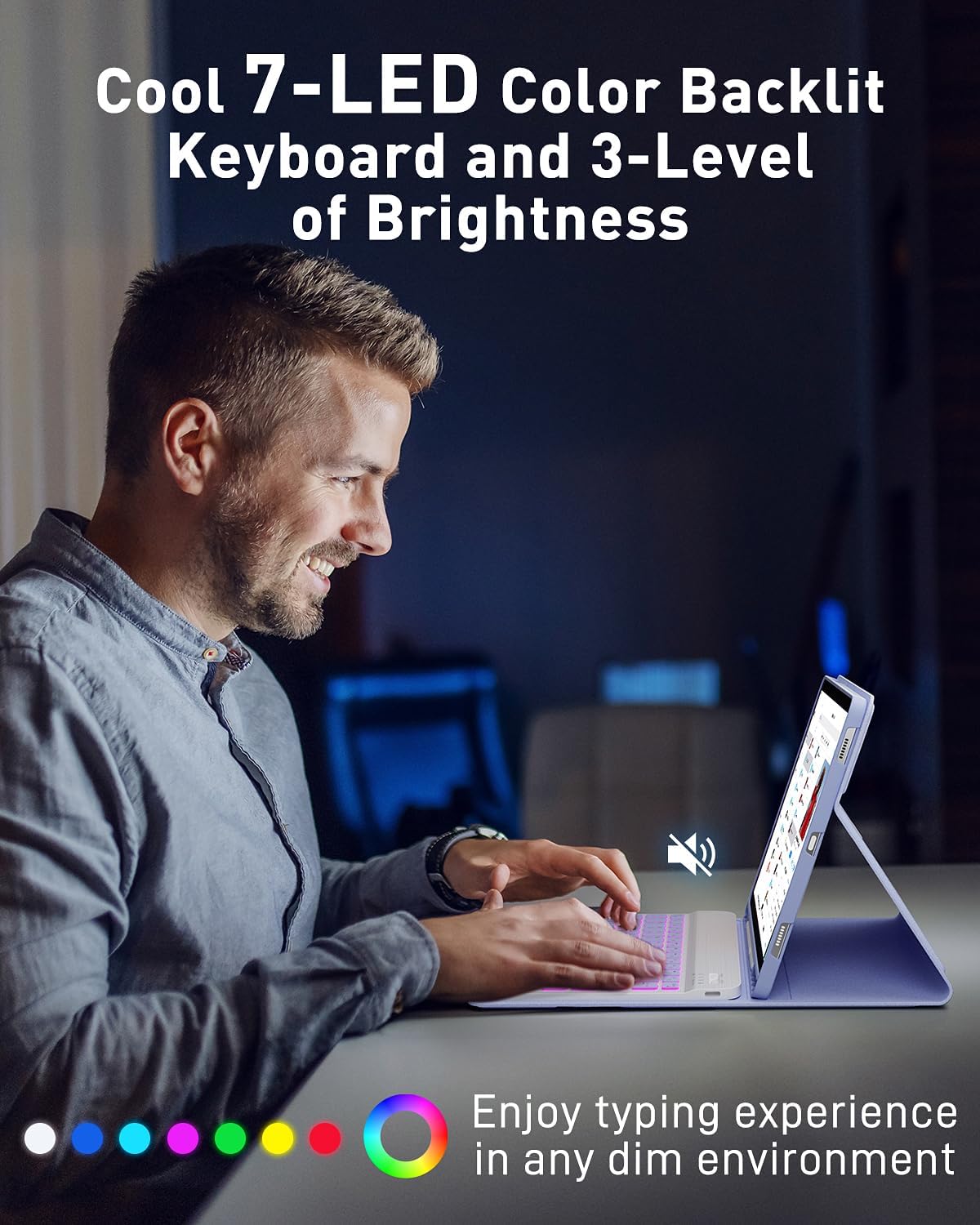 Detalle 2 de TUNKARMOR iPad Air 11-inch/ 5th/ 4th Keyboard Case, Backlit and Magnetic