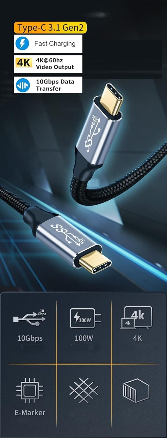 Thumbnail 2 de USB-C to USB-C 3.1 Gen2 Cable 10Gbps 1m