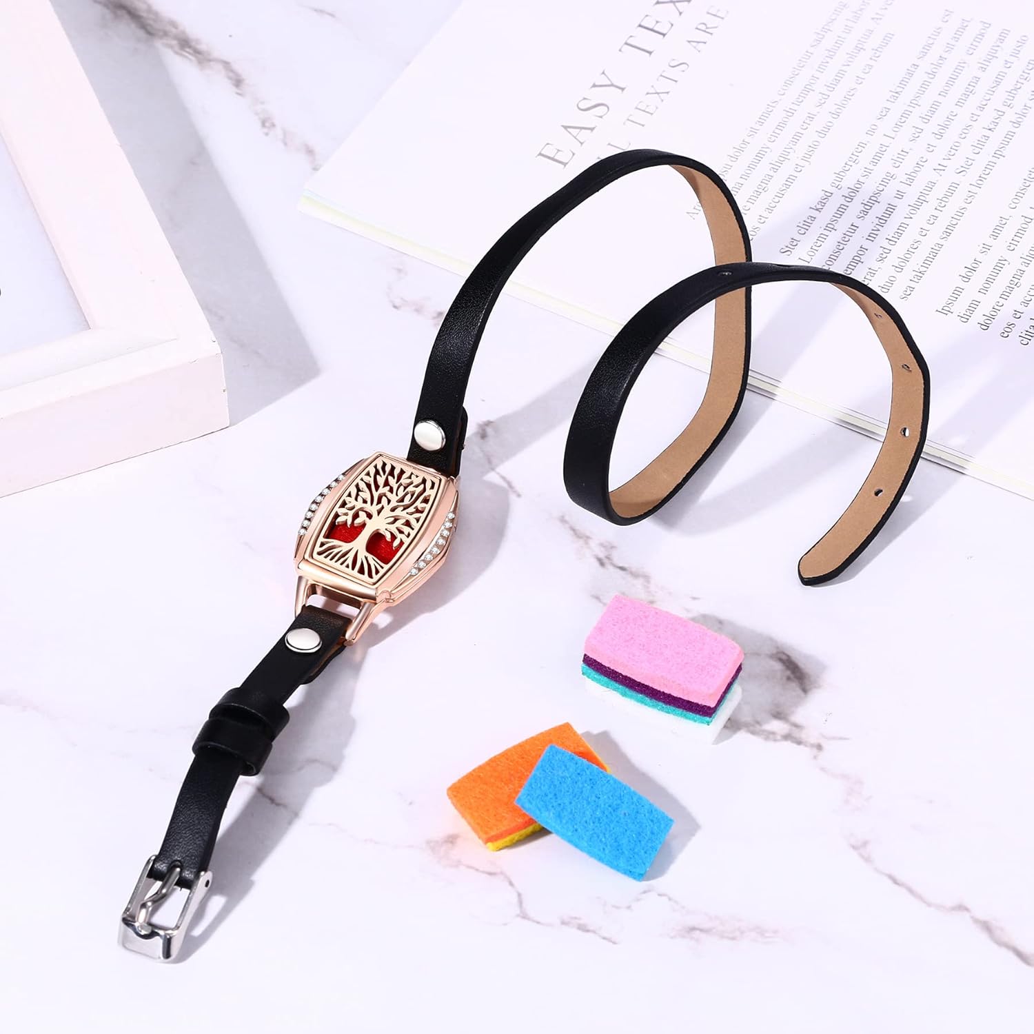 Thumbnail 3 de Cupimatch Bracelet Diffuseur d'huiles Essentielles Arbre de Vie – Acier Inoxydable avec 10 Coussins Recharge Lavables
