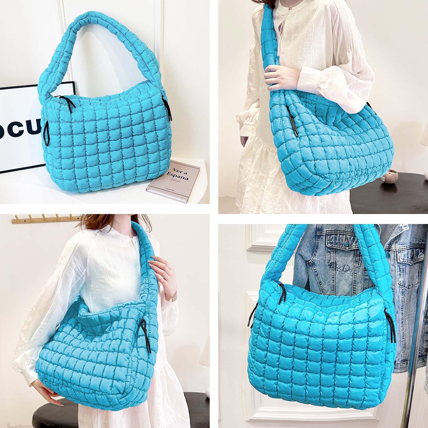 Thumbnail 1 de Bagtopia Puffer Tote Bag, Large Quilted Puffer Tote — Lightweight, Soft Shoulder Bag for Work, Gym and Travel
