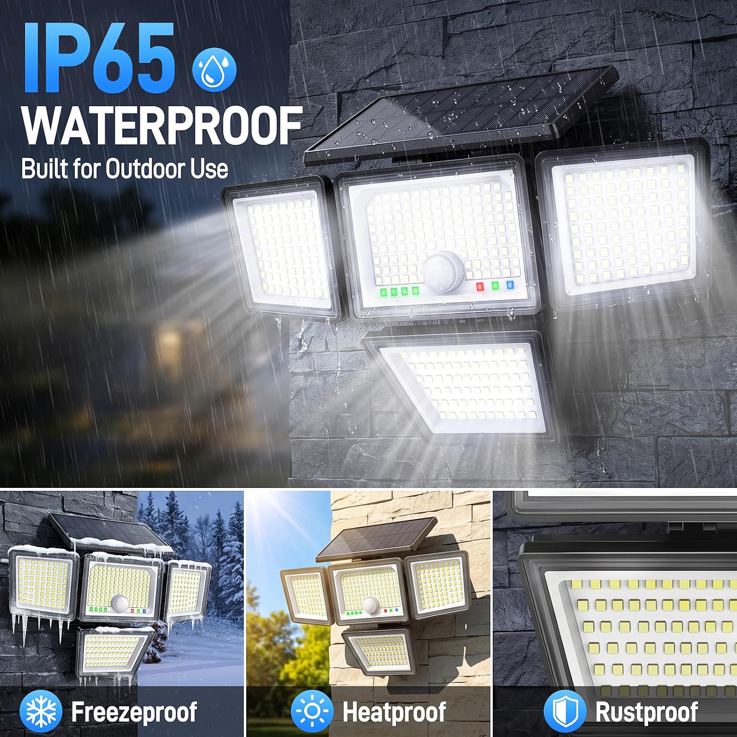 Thumbnail 4 de Etetale SL35602AB-CA Solar Motion Sensor Lights, 3600 lm, 4 Heads, 2-Pack