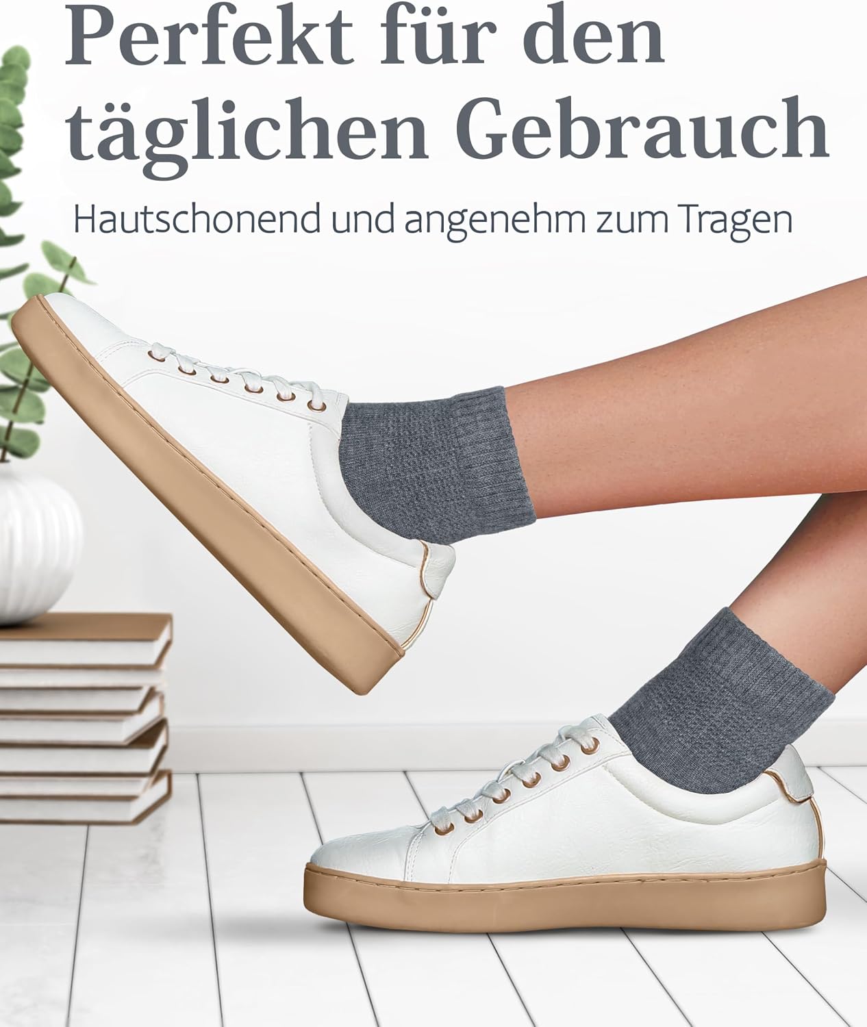 Detalle de Fiera Besa Diabetiker-Socken Damen – Knöchelsocken mit Viskose aus Bambuszellstoff, Komfortbund & nahtlose Zehe