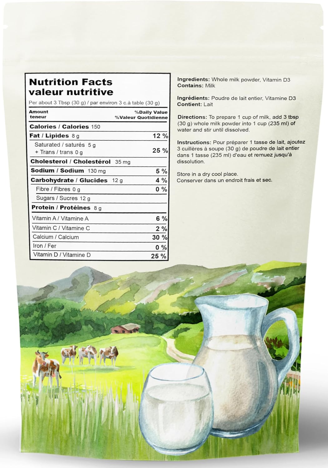 Detalle 2 de Elo's Premium Whole Milk Powder, 8 oz, Canadian milk for baking and drinks