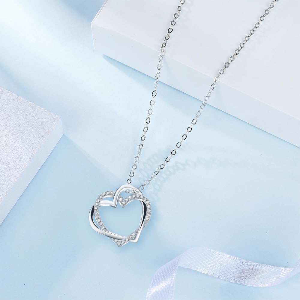 Thumbnail 1 de VANSZA Silber Kette Damen 925 Sterling Silber mit Glücksschloss-Herzen Anhänger – Schmuckbox inklusive