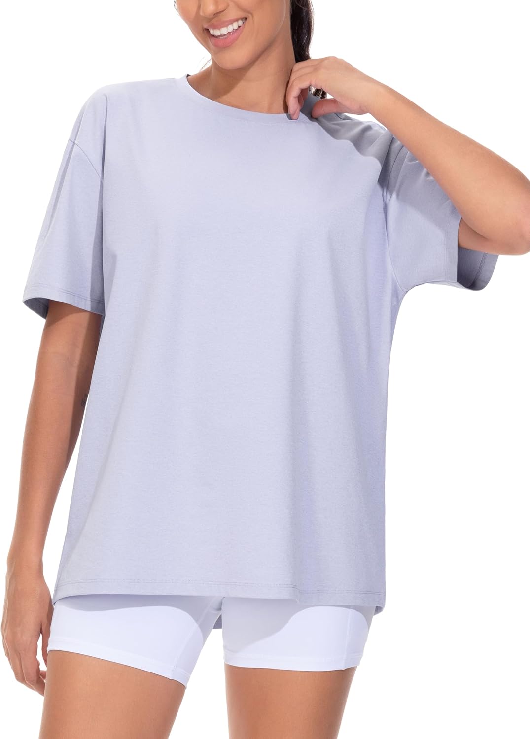 Detalle de THE GYM PEOPLE Women's Oversized T-Shirt, Short Sleeve Crewneck
