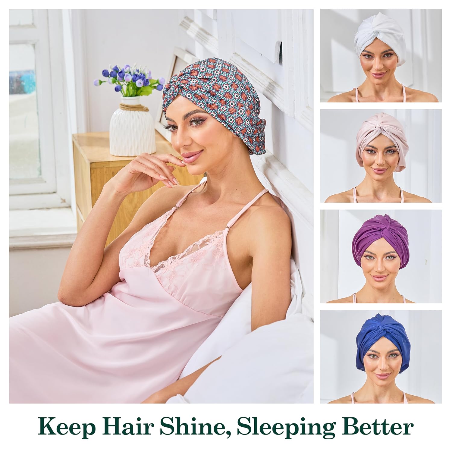 Thumbnail 6 de KAAHYNNO Adjustable Satin Hair Bonnet, Double-Layer Sleep Cap